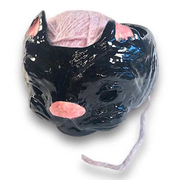Black Cat Pottery Yarn Bowl/Tea Light or Candle Holder - Picture 5 of 16